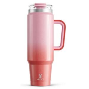 40 oz Stainless Steel  Tumbler with Handle, Lid and Straw- (Flamingo)